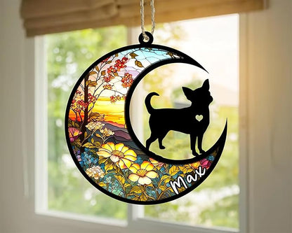 Personalized Dog Memorial, Custom Name Chihuahua Dog Christmas Ornament with Name, Custom Breeds, Pet Loss Light Catcher, Gifts for Lovers Loss of Pet Sympathy on Mothers Day Christmas