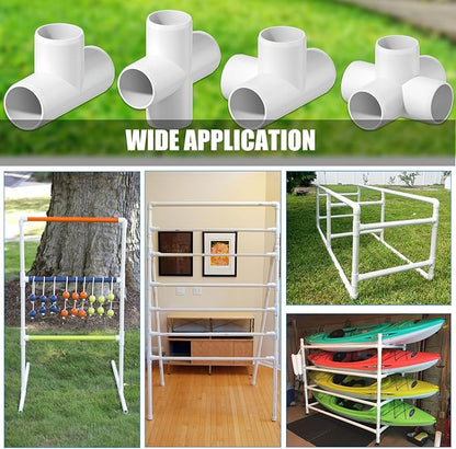 20PCS 4-Way PVC Fittings, 1/2Inch PVC Pipe Fittings for SCH40 PVC Pipe, Heavy Duty PVC Furniture Grade Fitting Connectors for Water Supplies Build PVC Furniture DIY Garden Shelf Greenhouse