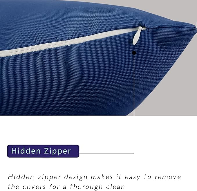 idee-home Outdoor Pillows, Set of 2 with Inserts, Waterproof, 18x18 inch, Dark Cerulean, Polypropylene Fill, Throw Pillow Cases