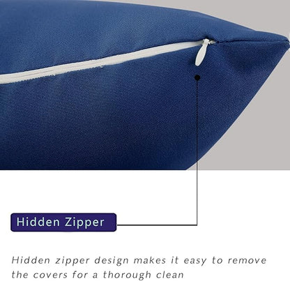 idee-home Outdoor Pillows with Inserts Included, Patio Outside Lumbar Pillows Waterproof Set of 2, 12 x 20 inch Navy Blue