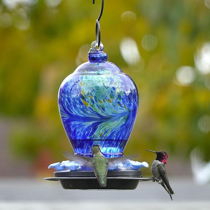 Nature's Way Bird Products AGF2 Hand Blown Artisan Gravity Spring Rain Hummingbird Feeder