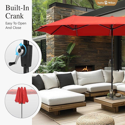 Sophia & William Patio Set with Umbrella 8 Pieces Outdoor Dining Set for 6 with 13ft Double-Sided Patio Umbrella Red, 6 x Swivel Patio Chairs, 1 Metal Table for Lawn Garden