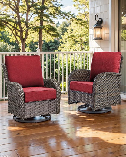 Luxury 22x24/22x25 6-Inch Outdoor Cushions - Water Resistant 1 Set Zippered Patio Chair Back&Seat Cushion for Wicker Dining Rocking Swivel Chairs Loveseat Couch Sectional Sofa - Red