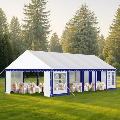 MFSTUDIO 16'x32' Party Tent, Outdoor Heavy Duty Party Tents with Removable Sidewalls, Large Canopy Tent Shelter for Outdoor Events Wedding Birthday, Blue