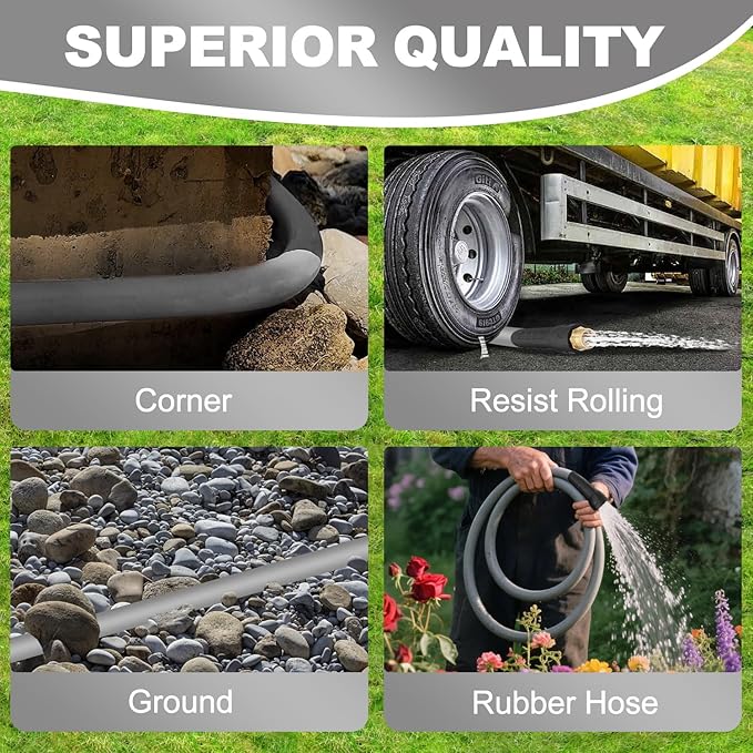 YOTOO Heavy Duty Hybrid Garden Water Hose 5/8-Inch by 50-Feet 150 PSI Kink Resistant, Flexible with Swivel Grip Handle and 3/4" GHT Solid Brass Fittings, Gray