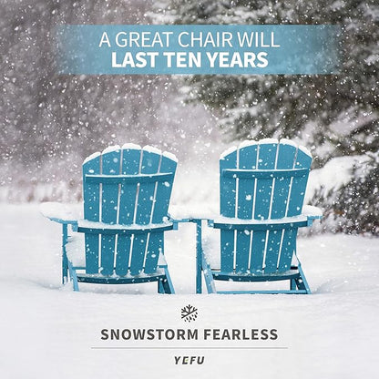 YEFU Adirondack Chairs Set of 6: Outdoor Chair HIPS Plastic Adirondack Chairs - Patio Chairs with Wood Texture - Lawn Fire Pit Deck Porch Garden Chairs for Adults (Blue)