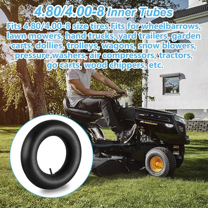 4.80/4.00-8" 4.80 x 4.00-8 Inner Tubes (2 Pack) with TR-13 Straight Valve Stem,for Wheelbarrows, Tractors Hand Trucks Riding Mowers Golf Carts Go-Karts Lawn Mowers