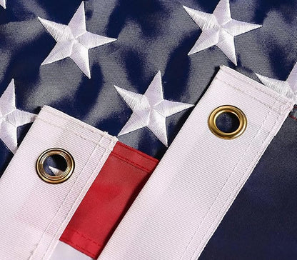 American Flag 8x12 ft: Long Lasting US Flag, Heavy Duty Nylon, Embroidered Stars, Sewn Stripes, Brass Grommets, UV Protection Perfect for Outdoors! USA Flag
