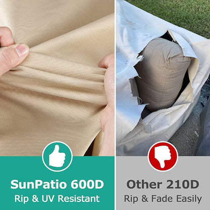SunPatio Chaise Lounge Cover Outdoor Waterproof, Heavy Duty 2 Pack Patio Lounge Chair Cover, UV & Rip & Fade Resistant, All Weather Protection, 80W x 32D x 25H inch, Beige & Olive