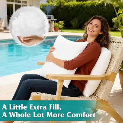 Oubonun 22x22 Waterproof Outdoor Pillow Inserts – Set of 2 Soft & Fluffy, Water Resistant Throw Pillows for Patio, Garden, Porch, or Indoor Decorative