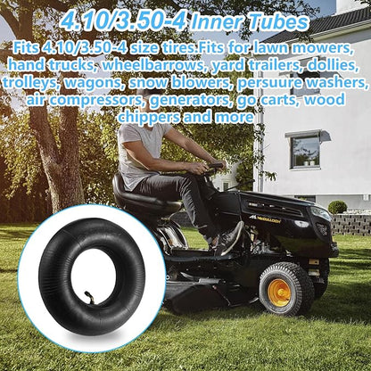 (2 PACK) 4.10/3.50-4 Inner Tube with TR-87 Bent Valve Stem,Replacement for Hand Trucks, Dolly, Lawn Mowers, Wheelbarrows, Generators, Utility Carts
