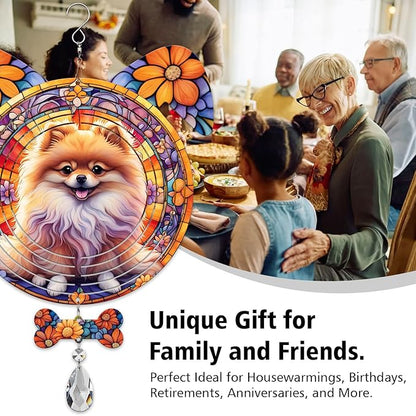 Pomeranian Dog Ears Wind Spinner, Pomeranian Wind Spinner Hanging for Yard and Garden V02