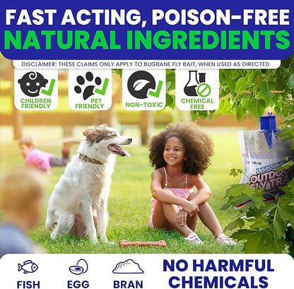 Fly Traps Outdoor Fly Trap for Patio. 2 Large Non-Toxic Pre-Baited Flies Bags Outdoor Disposable. Big Hanging Bug Catchers for All Filth Flies Killer for Outside Bug Control in Yard Horse Ranch