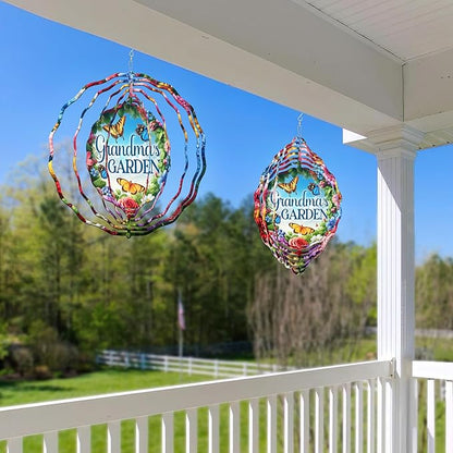 FLAGWIX Christmas Garden Gifts for Grandma - Nana's Garden 3D Stainless Steel Metal Wind Spinners 12 in - Gardening Grandma Christmas Birthday Gifts for Women Nana Gigi, Grandmother Gift Ideas