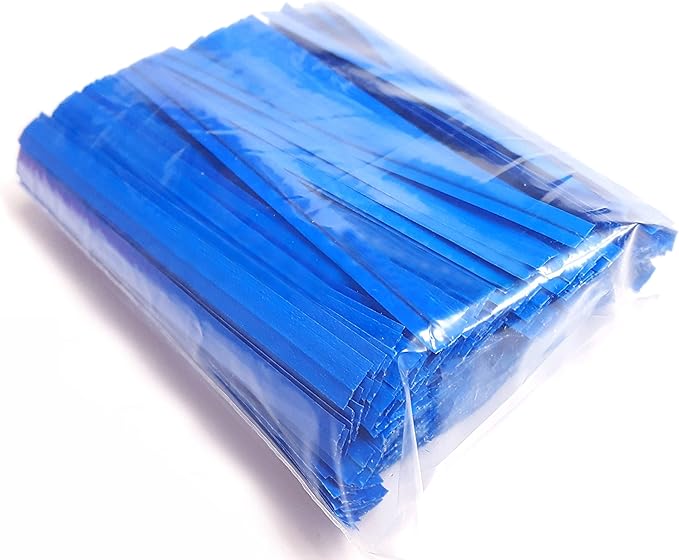 4" Length Twist Ties, 2000 Blue Plastic Coated, No Rip, Paper Ties for Cello, Party Favor Treat Bags, Small Orders Packaging, Closures to Secure Product
