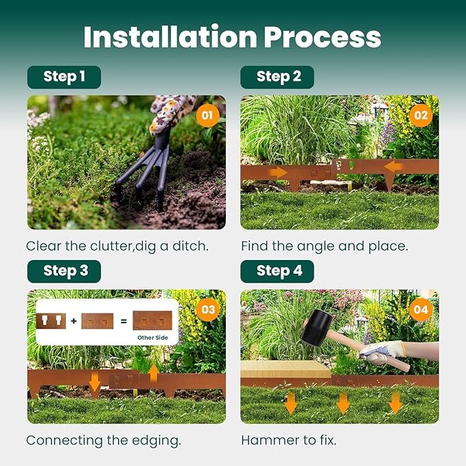 Corten Steel Edging 5 Inch 10 Packs Steel Landscape Edging 40 Inch Strips Hammer in Landscape Edging Metal Garden Edging Landscaping for Yard Lawn Outdoor Flower Plant by GZGNEEVL