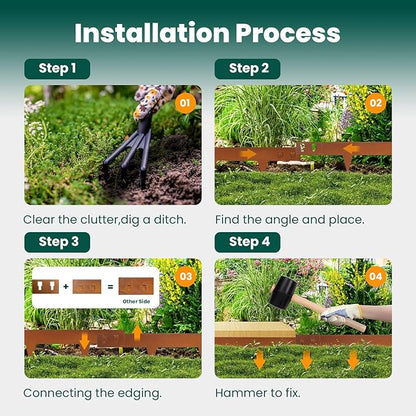 Corten Steel Edging 5 Inch 10 Packs Steel Landscape Edging 40 Inch Strips Hammer in Landscape Edging Metal Garden Edging Landscaping for Yard Lawn Outdoor Flower Plant by GZGNEEVL