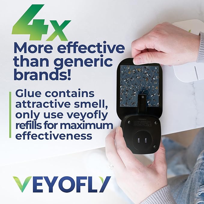 VEYOFLY Fly Trap Indoor, Fruit Fly Traps for Indoors, (2 Device + 6 Refills) Gnat Traps for House Indoor, Fly Catcher Indoor, Plug in Light Flying Insect Trap, Bug Light Killer, Fly Trap