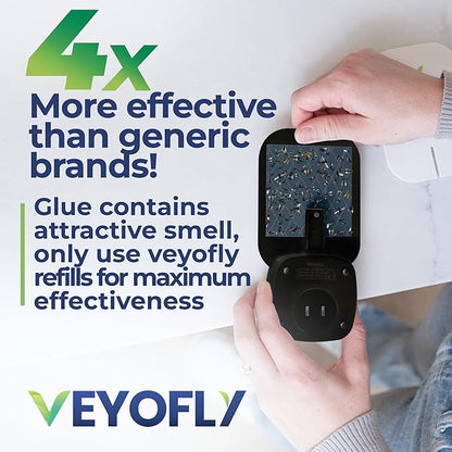 VEYOFLY Fly Trap Indoor, Fruit Fly Traps for Indoors, (4 Device + 12 Refills) Gnat Traps for House Indoor, Fly Catcher Indoor, Plug in Light Flying Insect Trap, Bug Light Killer, Fly Trap