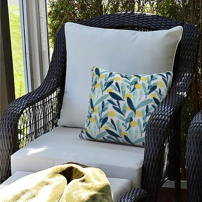 LVTXIII Outdoor Throw Pillows 18x18 Patio Waterproof Square Pillows with Piping Fade Resistant Accent Pillow for Spring Summer Garden Decoration, Set of 2, Leaves Multi