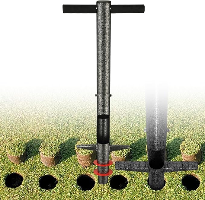 Bulb Planter Tool, 33.5 inch Long Handle Garden Sod Plugger to Dig Hole, Heavy Duty Metal Garden Tools for Soil Test Planting or Weeding Spring Flowers Bulbs,Bedding Plants,Tulips, Lilies, Potato