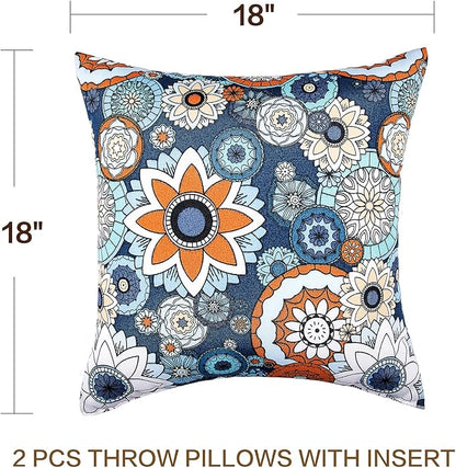 JMGBird Outdoor Throw Pillows Waterproof Set of 2 Patio Pillows 18×18 Inch Decorative Pillow for Bed, Couch, Sofa and Patio Furniture