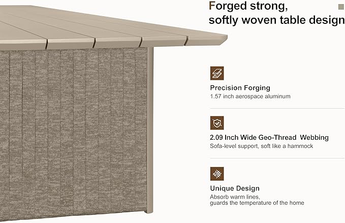 PURPLE LEAF 5 Pieces Patio Dining Set All-Weather Modern Outdoor Rectangular Aluminum Dining Table and Chairs Outdoor Furniture with Olefin Cushions Pillows for Garden Backyard Kitchen Beige
