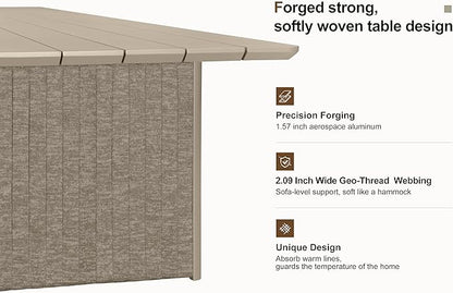 PURPLE LEAF Outdoor Dining Set for 12 with Chairs and Table 13 Pieces Modern Extra Large Weather-Resistant Furniture Olefin Fabric Ideal for Family Dinners for Lawn Deck Backyard Beige