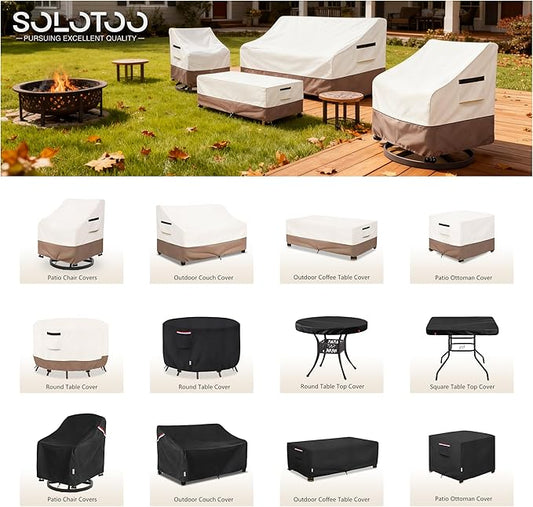 Outdoor Couch Cover Waterproof Patio Furniture Covers, 79 Inches Outdoor Sofa Cover, Furniture Covers for Patio Seating (Beige)