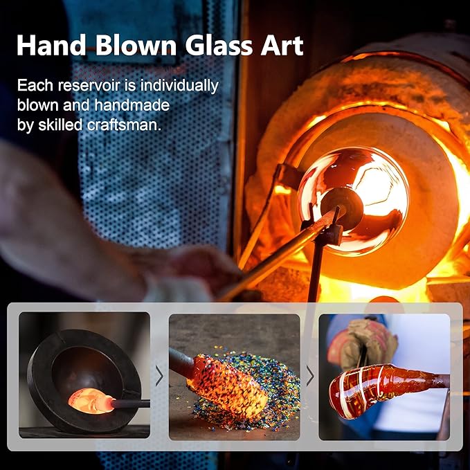 LUJII Ice Cream Shaped Spiral Hummingbird Feeder, Hand Blown Glass, 28 fl.oz, Leak Proof & Rustproof, Includes an Ant Moat for Outdoors Hanging, Unique & Stylish Garden, Outside & Backyard Decor (Red)