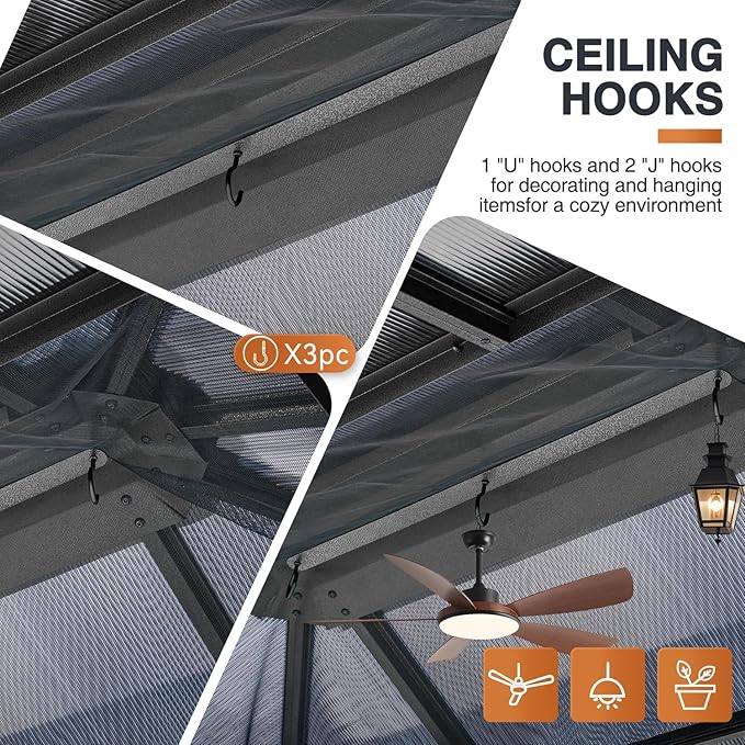 12 Ft. W X 10 Ft. D Aluminum Patio Hardtop Gazebo