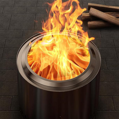 15 Stainless Steel Smokeless Fire Pit, Outdoor Smokeless Firepit, Wood Burning Fire Pits for Camping, Bonfire, Low Smoke Firepit for Outside (Oblique Hole)