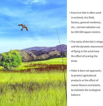 Bird Hawk Flying Kite with Pole Crops Farm Protector Bird Scarer Flying ONLY 6M Pole Without Kite