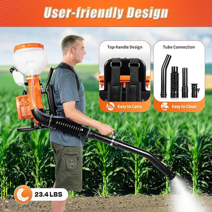3.7gal Gas Powered Backpack Sprayer, 2-Stroke Backpack Fogger Agricultural, Fogger Sprayer Blower for Load Pesticides, Disinfectants, Waterproof Base Oil, Fertilizer, Etc