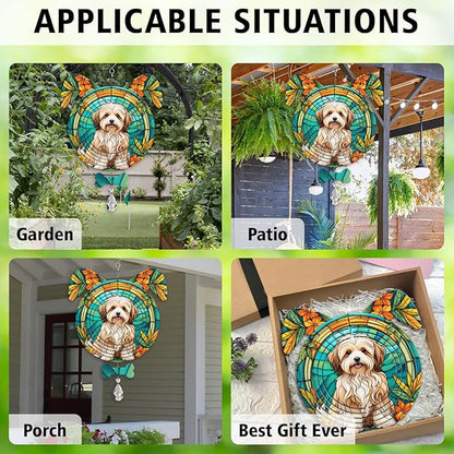 Havanese Dog Ears Wind Spinner, Havanese Wind Spinner Hanging for Yard and Garden V02