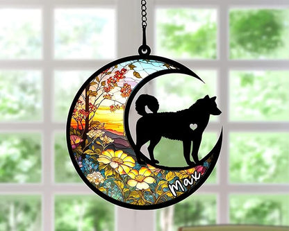 Personalized Dog Memorial, Custom Name Husky Dog Christmas Ornament with Name, Custom Breeds, Pet Loss Light Catcher, Gifts for Lovers Loss of Pet Sympathy on Mothers Day Christmas