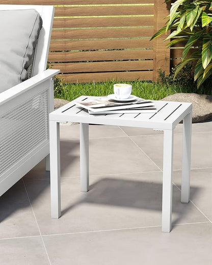 Crestlive Products Outdoor Side Table,Aluminum Rectangular Side/End Table, Small Patio Coffee Bistro Table for Outdoor Indoor