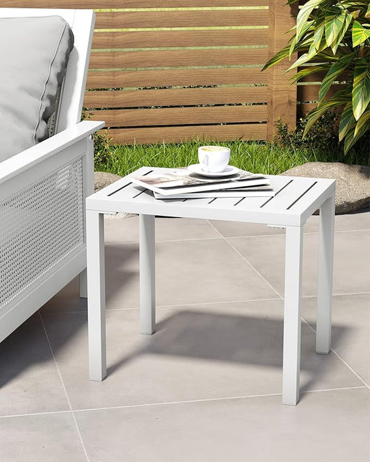 Crestlive Products Outdoor Side Table,Aluminum Rectangular Side/End Table, Small Patio Coffee Bistro Table for Outdoor Indoor