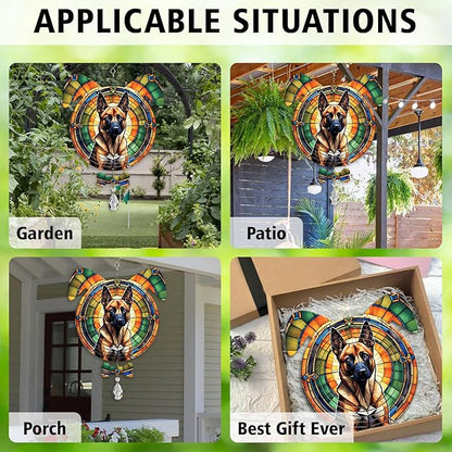 Belgian Malinois Dog Ears Wind Spinner, Belgian Malinois Wind Spinner Hanging for Yard and Garden V02