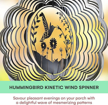 VP Home Hummingbird Kinetic Wind Spinner for Yard and Garden Wind Spinner Outdoor Metal Large Hanging Hummingbird Decor 3D Garden Art Wind Sculpture Spinners Kinetic Art Decorations