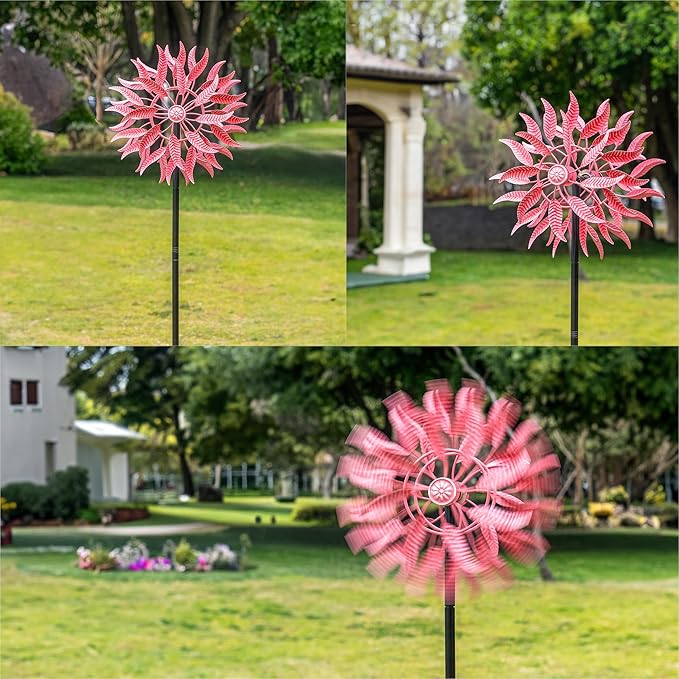 SenflameLarge Outdoor Metal Wind Spinner,Two-Way Wind Sculptures,360 Degrees Kinetic Wind Spinners Yard Art Decor for Patio, Lawn & Garden 63 * 13.4 Inches