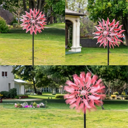 SenflameLarge Outdoor Metal Wind Spinner,Two-Way Wind Sculptures,360 Degrees Kinetic Wind Spinners Yard Art Decor for Patio, Lawn & Garden 63 * 13.4 Inches
