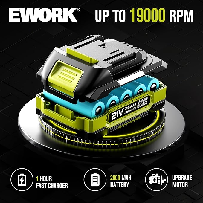 EWORK Hedge Trimmer Cordless 21V Electric Hedge Trimmers Cordless with Battery and Charger, Handheld Power Bush/Shrub Trimmer, Lightweight Battery Powered Hedge Cutter, Grass Shears,Hedge Clippers