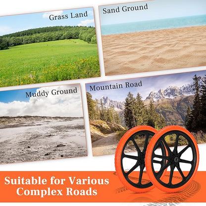 Upgraded 20x1.95" Flat Free Tires Compatible with rubber-maid Wheelbarrow Wheels, 20" Flat Free Tires with 3/4" Bearing Replacement for rubber-maid Cart Wheels/Big Wheel Utility Carts(3/4" Bearing)