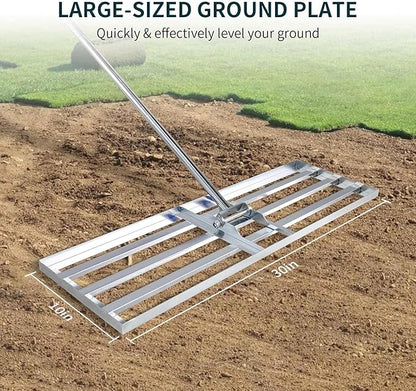Lawn Leveling Rake 30x10 inch, (Professional-Grade) Lawn Leveler Tool, Handle Rakes for Lawns Heavy Duty Landscape Rake for Backyard, Garden, Golf Course, Farm, Pasture