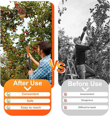 26FT Tree Trimmer, Manual Pole Saw with 5-20FT Extension Pole, Fruit Picker for Orange Lemon Mango Avocado Guava Fruit Picking