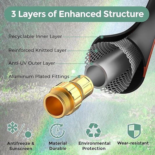 Giraffe Hybrid Garden Hose 5/8" x 25ft, Custom Length, NO Kink, Flexible, Leakproof Hose with Male to Female Fittings, 600 Burst PSI