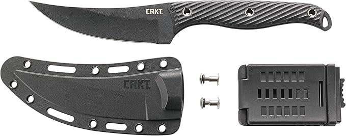CRKT Clever Girl Fixed Blade Knife with Sheath: Powder Coated SK5 Steel, Upswept Blade, Textured Nylon Handle, Molle Compatible Sheath 2709,Black