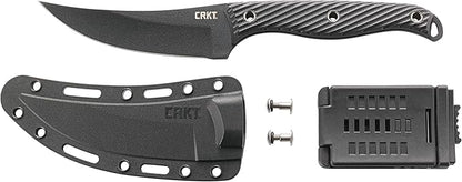 CRKT Clever Girl Fixed Blade Knife with Sheath: Powder Coated SK5 Steel, Upswept Blade, Textured Nylon Handle, Molle Compatible Sheath 2709,Black