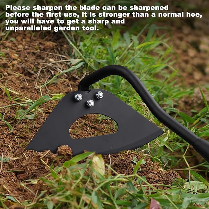 Hoe Garden Tool, Hollow Hoe with 85 Inch Long Handle, Adjustable Manual Weeder Heavy Duty Garden Hoe for Weeding, Digging, Hoeing, Cutting and Loosing Soil